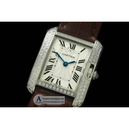 Cartier Tank Anglaise SS Leather White Jap Quartz Replica Watches Cartier Tank Anglaise SS Leather White Jap Quartz Replica Watches