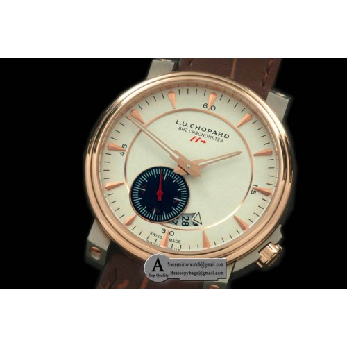 Chopard LUC 8Hz Rose Gold Leather White Asia 2813 Replica Watches