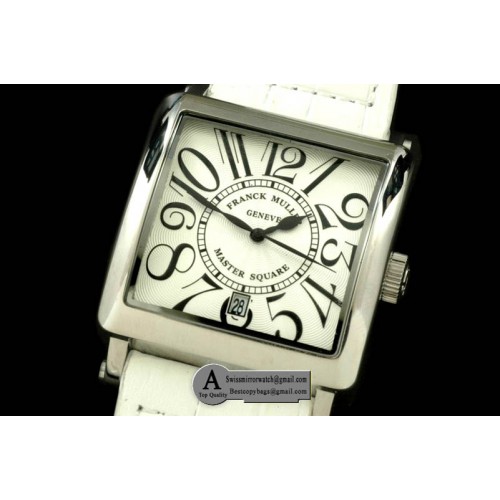 Franck Muller Men Master Square SS Leather White Jap Quartz