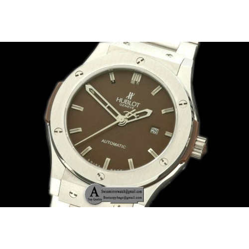 Hublot Classic Fusion SS SS Steel Bezel Brown Asia 2813 Replica Watches