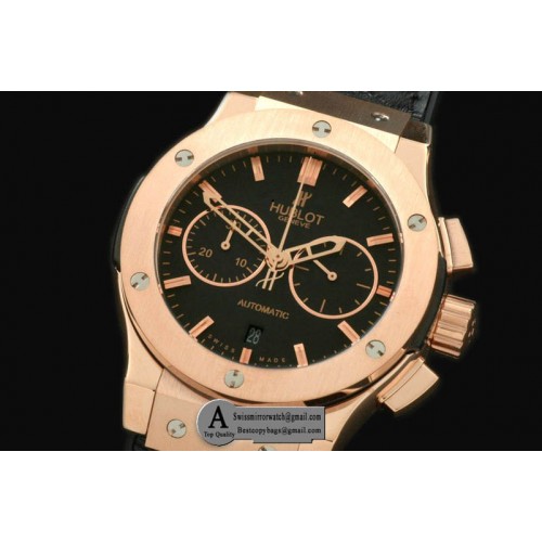 Hublot Classic Fusion Chrono V2 521.OX.1180.LR Rose Gold Leather Black A 7750 Sec@3 Replica Watches