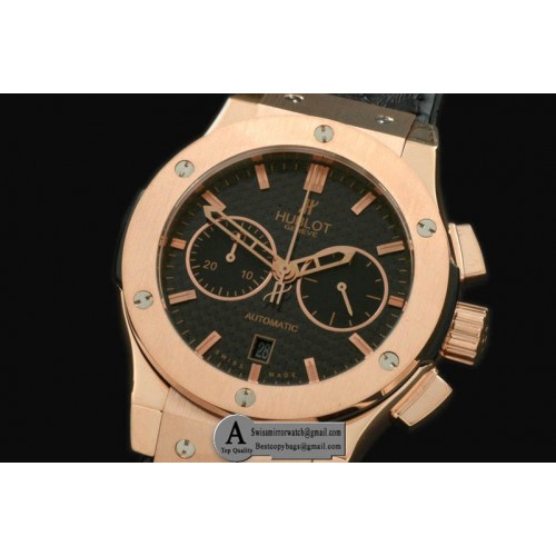 Hublot Classic Fusion Chrono V2 Rose Gold Leather Grey Black A 7750 Sec@3 Replica Watches