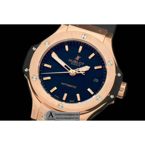 Hublot Classic Fusion Rose Gold Rubber Black Asian 2824 Replica Watches
