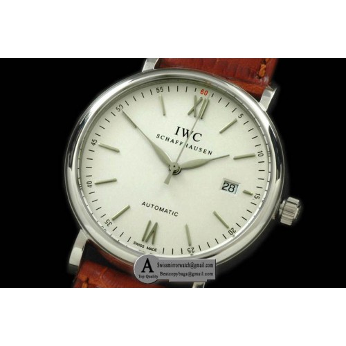 IWC Portofino Automatic SS Leather White Asia 2892 Replica Watches