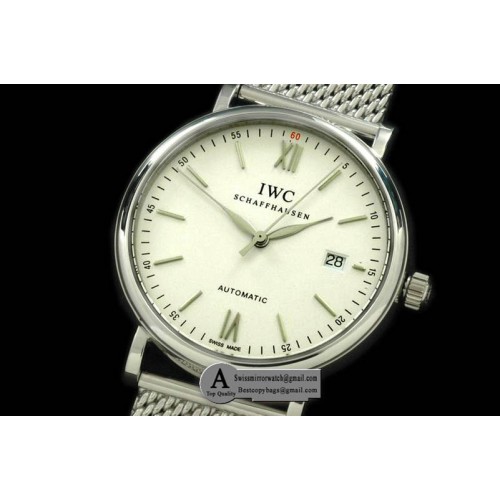 IWC Portofino Automatic SS Mesh White Asia 2892 Replica Watches