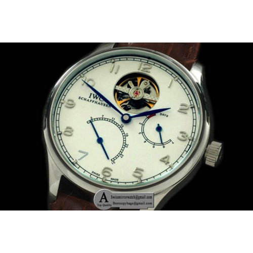 IWC Portugese Tourbillon SS/Leather White Asia HW 17J Replica Watches