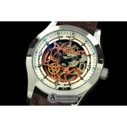 Jaeger Le Coultre Master Skeleton SS Leather White Asian 23J Auto Replica Watches