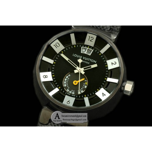Louis Vuitton Tambour 227 Big Date Reserve PVD NY Black Jap Quartz Replica Watches