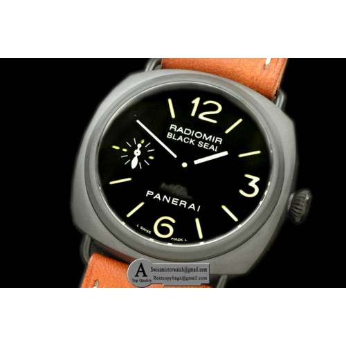 Panerai Pam 292J RADIOMIR 45MM Black Seal Ceramic Leather Black Asian 6497 Replica Watches