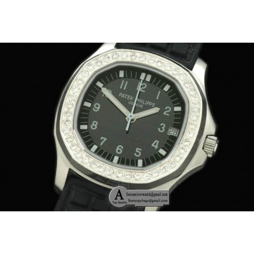 Patek Philippe Aquanaut Jumbo SS/Rubber/Diamond Black Swiss Eta 2824-2 Replica Watches