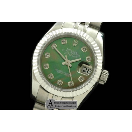Rolex SS Jubilee MOP Green Diamond Swiss Eta 2671-2 Replica Watches