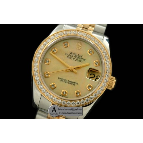 Rolex SS/Yellow Gold Jubilee MOP Gold Diamond Swiss Eta 2671-2 Replica Watches