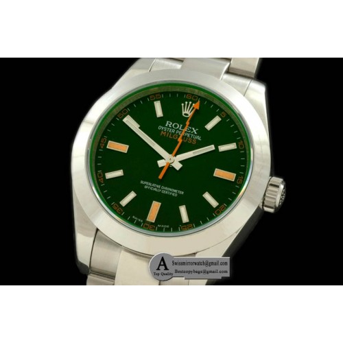 Rolex Milguass SS Blk (Green Sapphire) Asian 2813 21J
