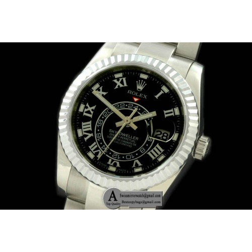 Rolex SkyDweller SS SS Black Asian 2813 Replica Watches