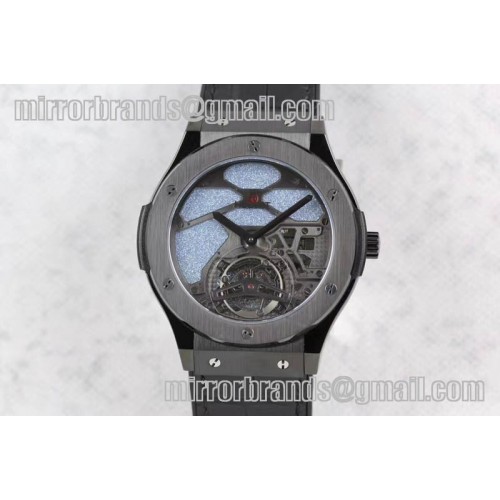 Hublot Classic Fusion Tourbillon 45mm TF Best Edition PVD Blue Skeleton Dial on Black Gummy Strap A23J
