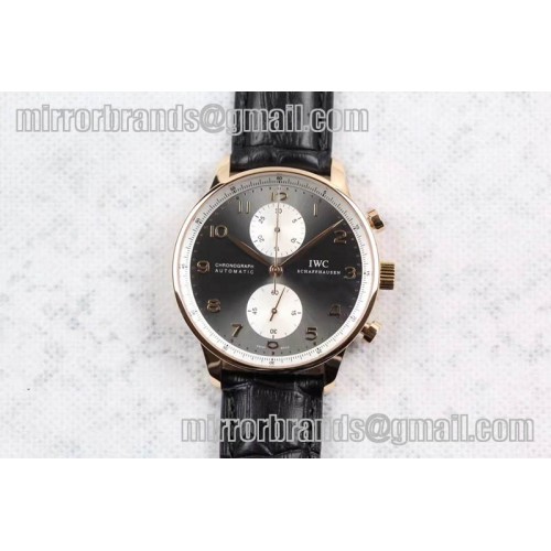 IWC Portuguese Chrono IW371433 "Jacky Chen" ZF 1:1 Best Edition on Black Leather Strap A7750 (Same Thickness as Genuine)