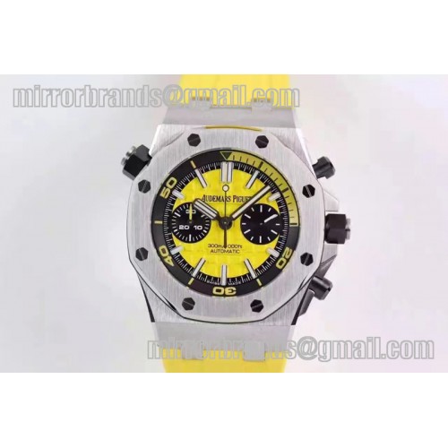 Audemars Piguet Royal Oak Offshore Diver Chronograph Yellow JF 1:1 Best Edition on Yellow Rubber Strap A3126 V2 (Free XS Strap)