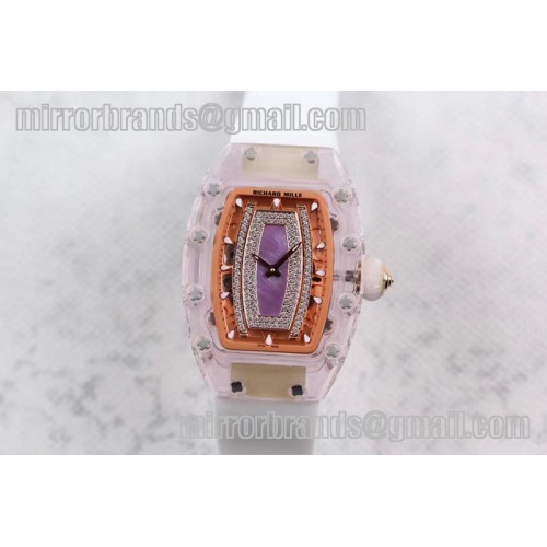 Richard Mille RM 007 Lady Transparent Case Purple MOP Diamonds Dial 6T51