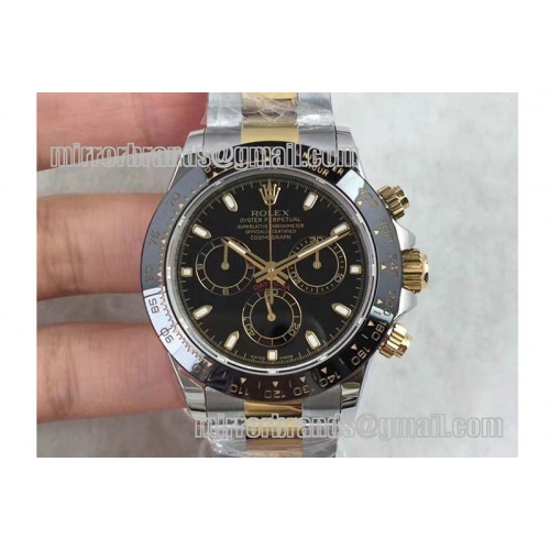 Rolex Daytona JH 1:1 Best Edition Black Ceramic Bezel Black Dial on SS/YG Bracelet A4130