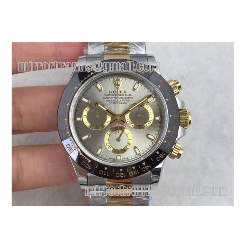 Rolex Daytona JH 1:1 Best Edition Black Ceramic Bezel Grey Dial on SS/YG Bracelet A4130
