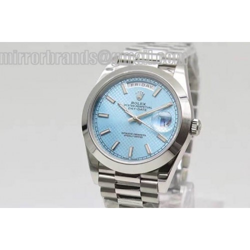 Rolex Day-Date 40 228206 Noob 1:1 Best Edition Textured Ice Blue Dial on SS President Bracelet A3255 Rolex Day-Date 40 228206 Noob 1:1 Best Edition Textured Ice Blue Dial on SS President Bracelet A3255