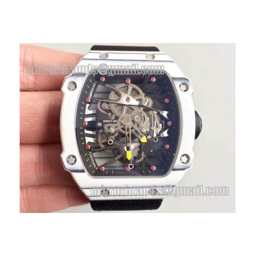 Richard Mille RM027-02 Rafael Nadal White Forge Carbon Bezel Skeleton Dial on Orange Nylon Strap 6T51