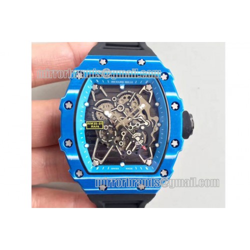 Richard Mille RM35-01 Rafa Blue Forge Carbon Blue Inner Bezel Skeleton Dial