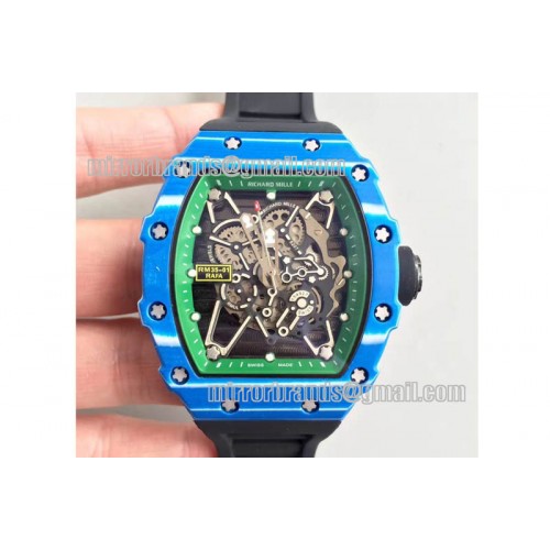 Richard Mille RM35-01 Rafa Blue Forge Carbon Green Inner Bezel Skeleton Dial
