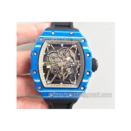 Richard Mille RM35-01 Rafa Blue Forge Carbon Grey Inner Bezel Skeleton Dial