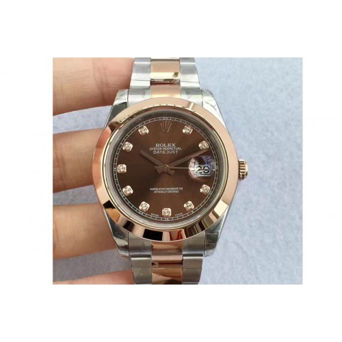 Rolex DayDate II Oversize 41mm 116334 TT President Brown Dial Diamond Markers