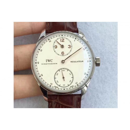 IWC Portuguese Regulator SS/LE White Dial Gold Marker IW54440 Cal.98245