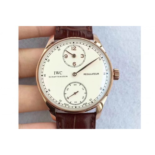 IWC Portuguese Regulator RG/LE White Dial Gold Marker IW54440 Cal.98245
