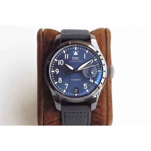 IWC Big Pilot Real PR IW502001 Real Ceramic V2 ZF 1:1 Best Edition Black Dial on Black Calfskin Strap A51111