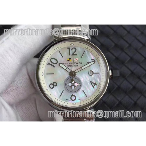 Louis Vuitton Tambour Forever SS White MOP Dial A2824