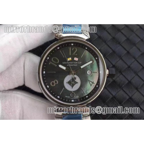 Louis Vuitton Tambour Forever SS Black MOP Dial A2824