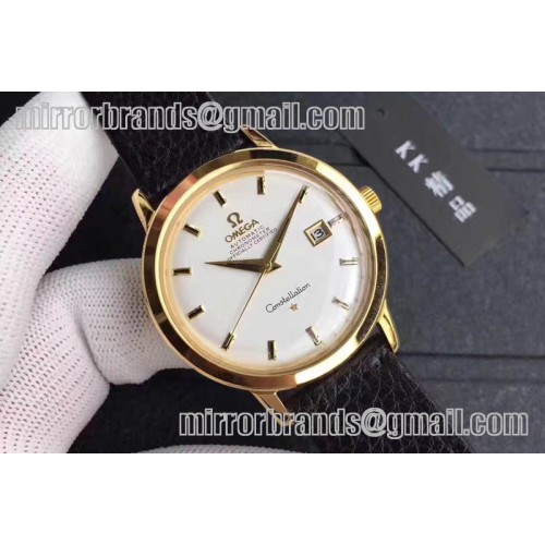 Omega Constellation Certified Chronometer Men's YG Wrist Watch Black/White/Gold Dial