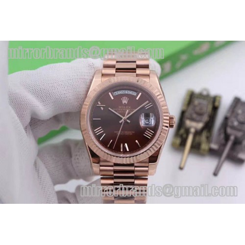 Rolex Day-Date 40 228235 RG Noob 1:1 Brown Dial Roman Markers A3255 Rolex Day-Date 40 228235 RG Noob 1:1 Brown Dial Roman Markers A3255