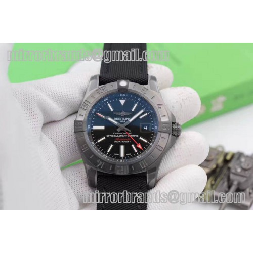 Breitling Avenger GMT PVD Black Dial Nylon Strap A2836