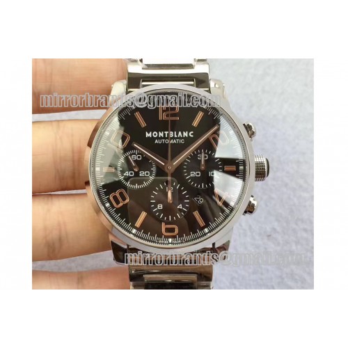 Montblanc Timewalker Chrono SS Black with 3 sub-dials RG Marker SS Strap