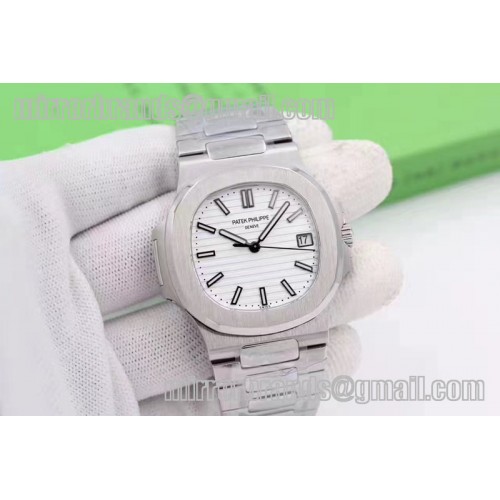 Patek Philippe Nautilus Jumbo 5711 MKF White Textured Dial on SS Bracelet A324 V4