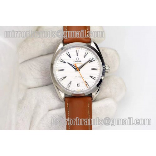 Omega Aqua Terra 150M SS XF Best Edition White Dial on Brown Leather A8500