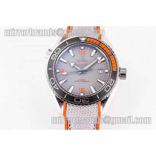 Omega Planet Ocean 2016 43.5mm SS Black/Orange Bezel OM Gray Dial on Gray Nylon Strap A8900