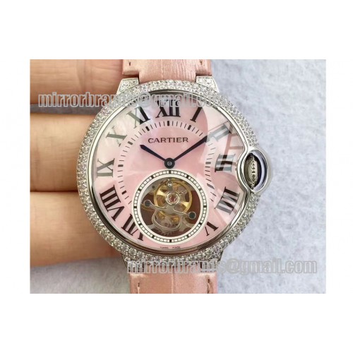 Ladies Size Ballon De Cartier Tourbillon SS/LE Pink Flying Tourbilon