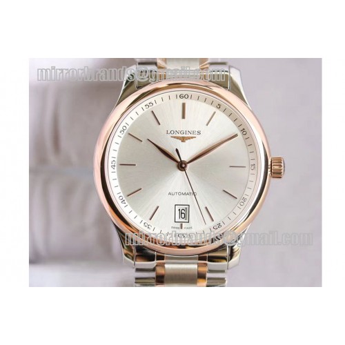 Longines Master Automatic White Textured Dial SS/RG A2836
