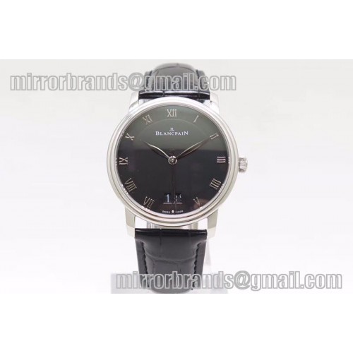 Blancpain Villeret Grande Date SS Case Black Dial On black leather Strap