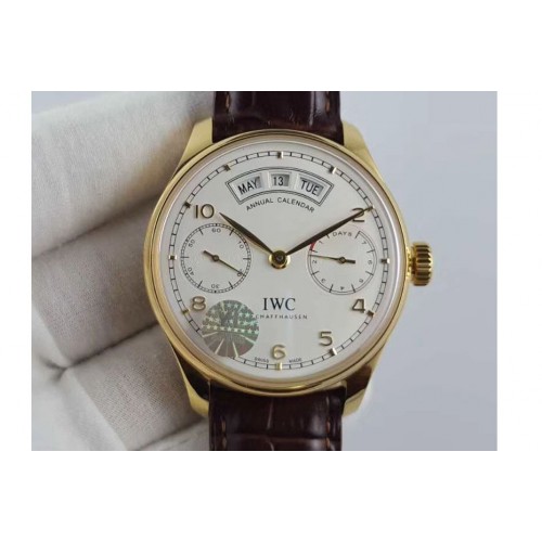 IWC Portuguese Real PR Real Annual Calendar YG IW503504 White Dial