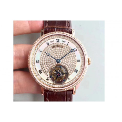 Breguet Jubilee Tourbillon 5 Days RG Full Paved Diamonds Dial