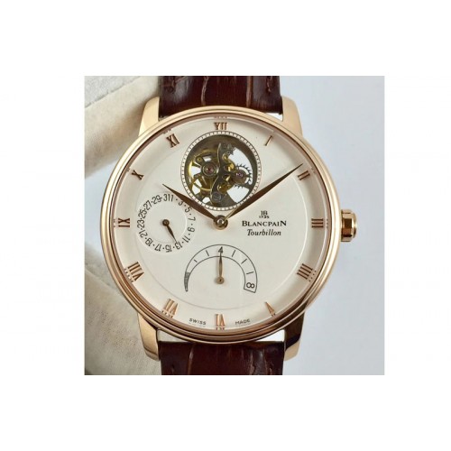 Blancpain Villeret Tourbillon RG/LE 6025-3642-55B White Dial