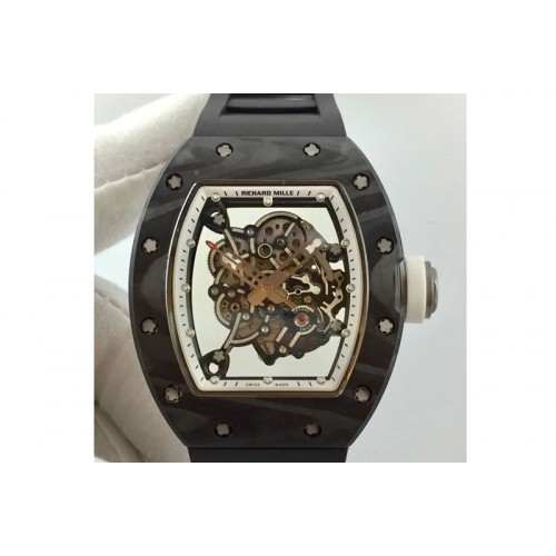 Richard Mille RM055 Forge Carbon Titanium Case KVF Best Edition Skeleton Dial White Inner Bezel