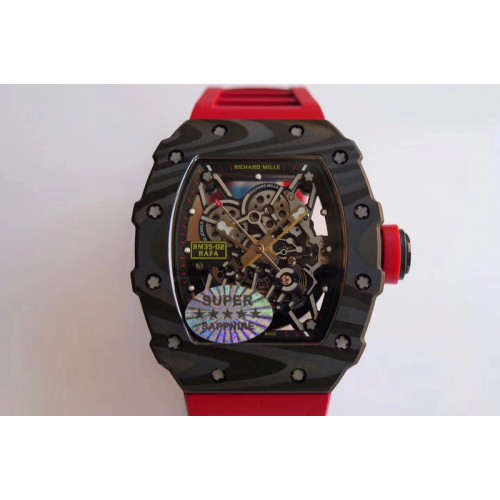 Richard Mille RM035-02 Rafael Nadal Forge Carbon Titanium Case Red Button Red Rubber Strap